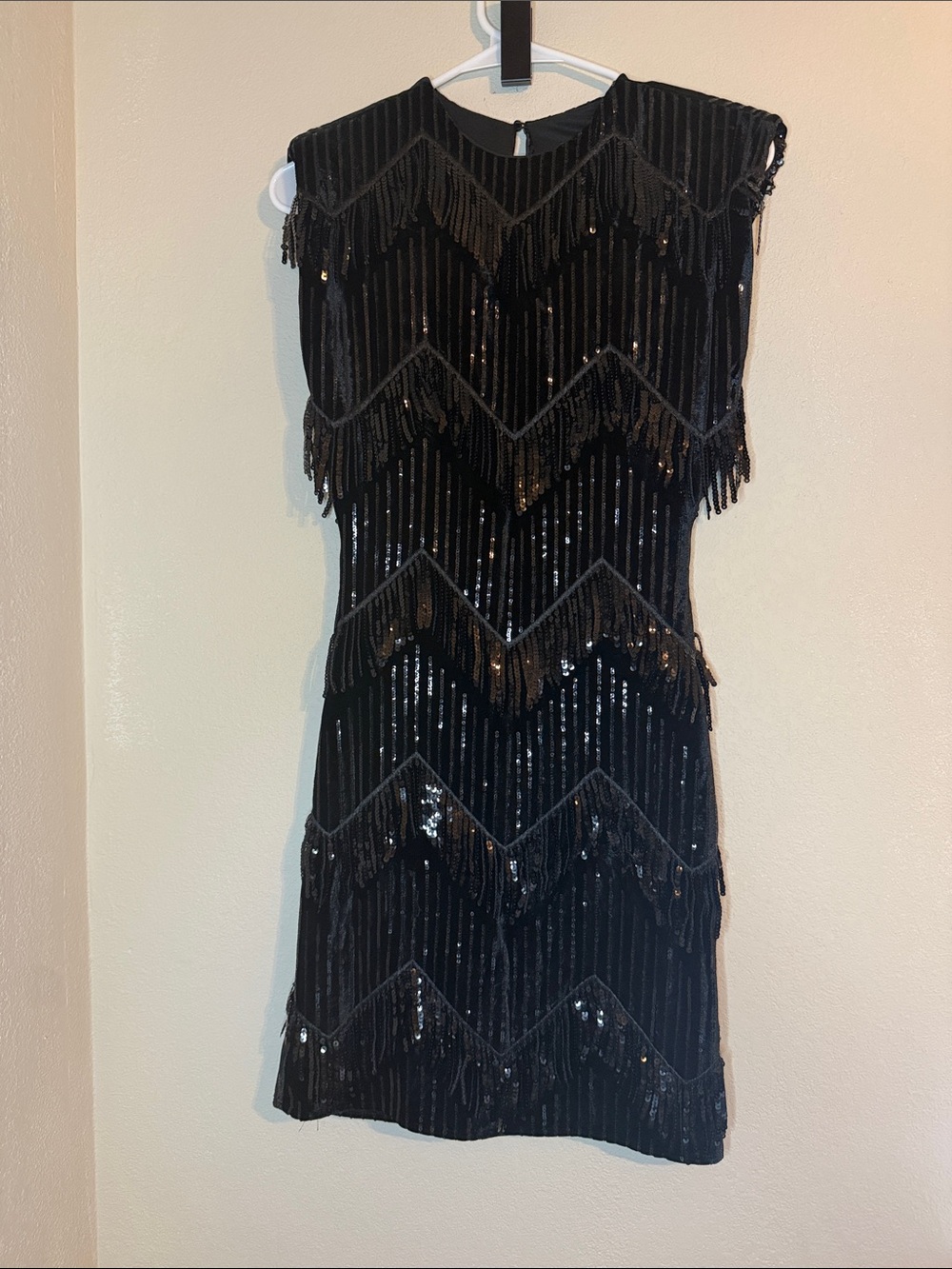 Zara Black Sequin Fringe Mini Dress